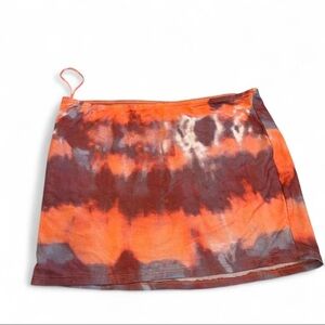 Tie-Dye Orange and Brown Mini Skirt